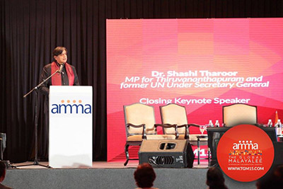 Dr Shashi Tharoor, Keynote Speaker and 2015 Global Malayalee awardee